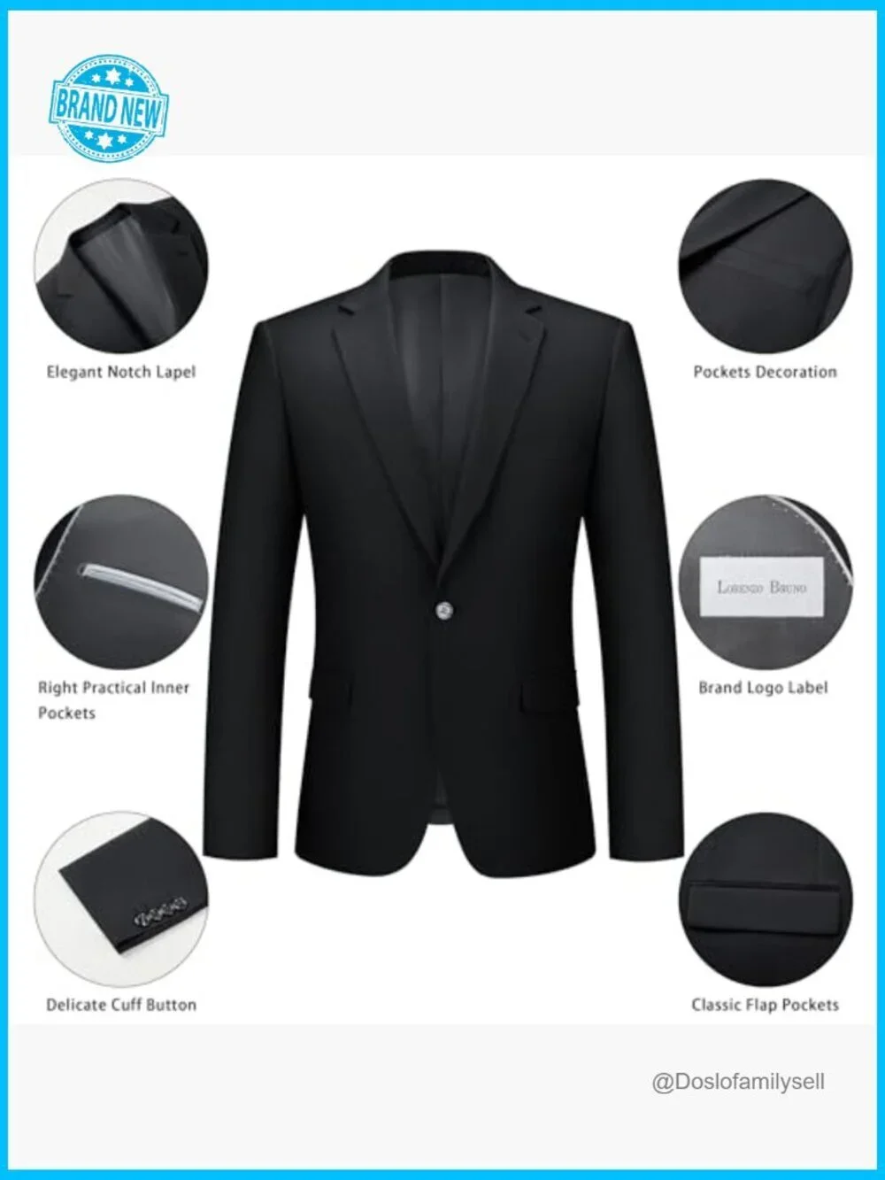Slim Fit One Button Suit Jacket Pants Set Business Wedding Formal Classic